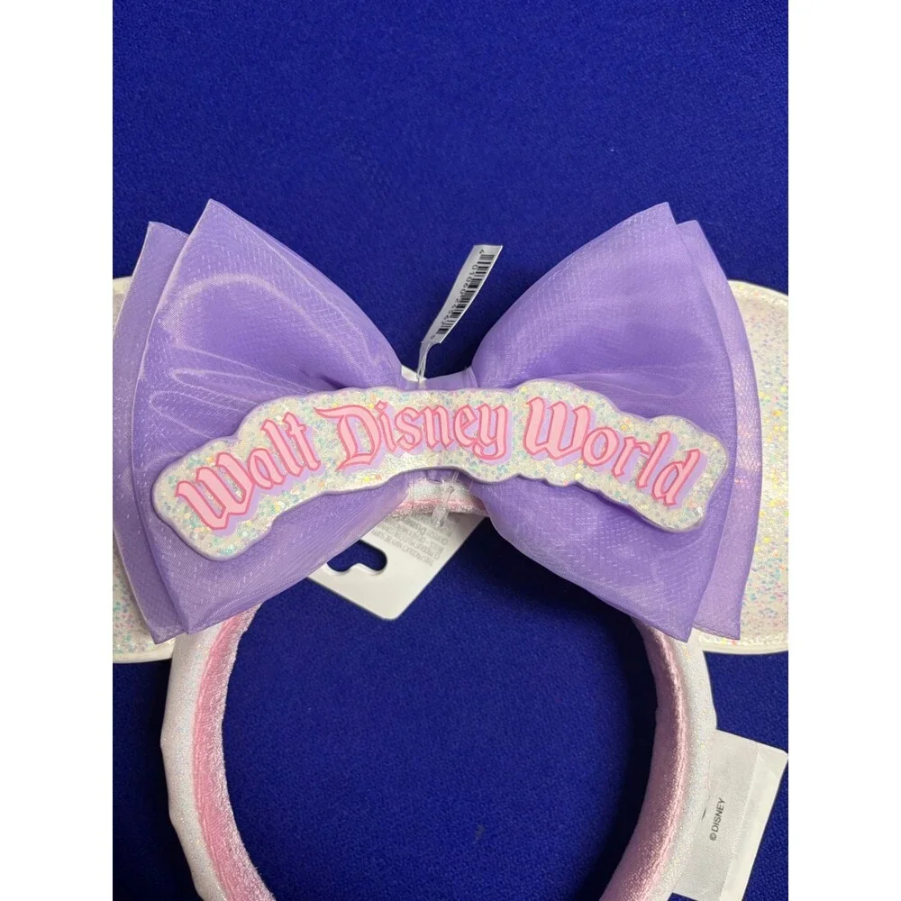 2026 Walt Disney World Parks Marquee Pastel White Minnie Mouse Ears Headband New